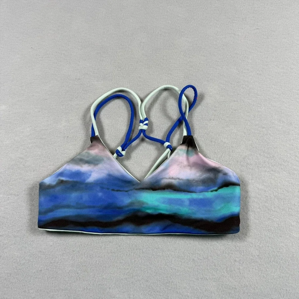 Ivivva Girls 8 Sports Bra‎ Blue Strappy Racerback Yoga Dance Cheer Reversible